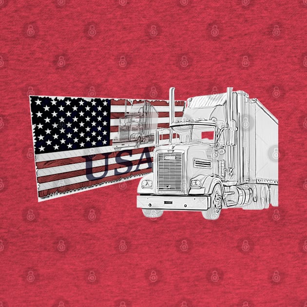 American Flag with truck by sell stuff cheap